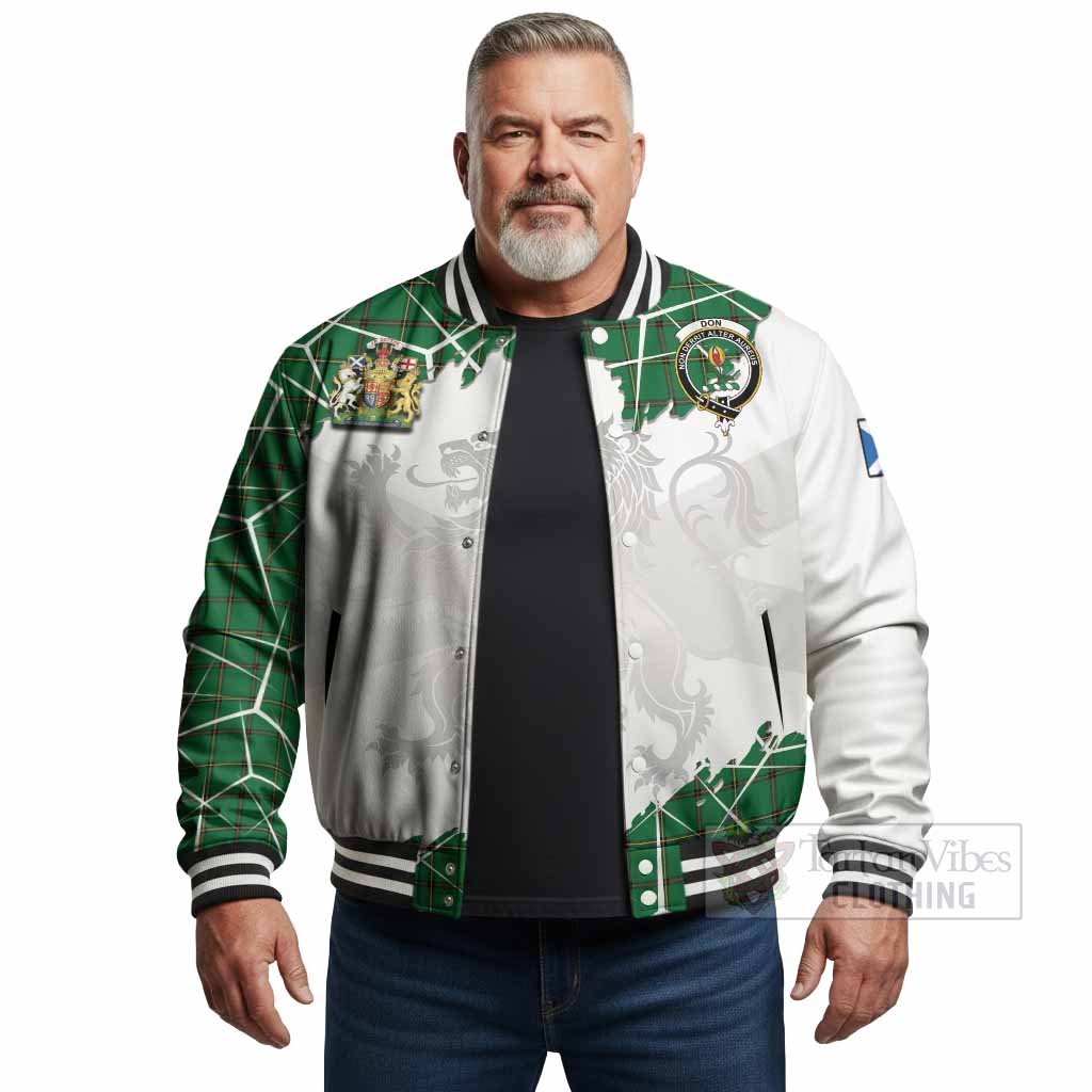 Don Tartan Baseball Jacket with Family Crest and Lion Rampant Grunge Style