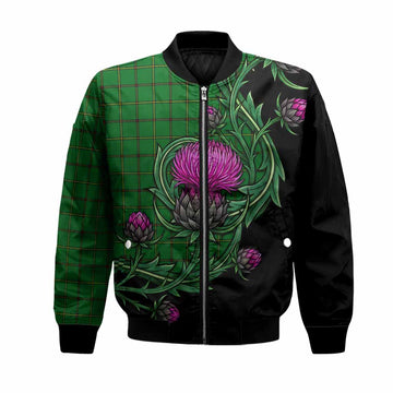 Don Tartan Bomber Jacket Resilient Scottish Thistle Unisex Black - Tartan Vibes Clothing