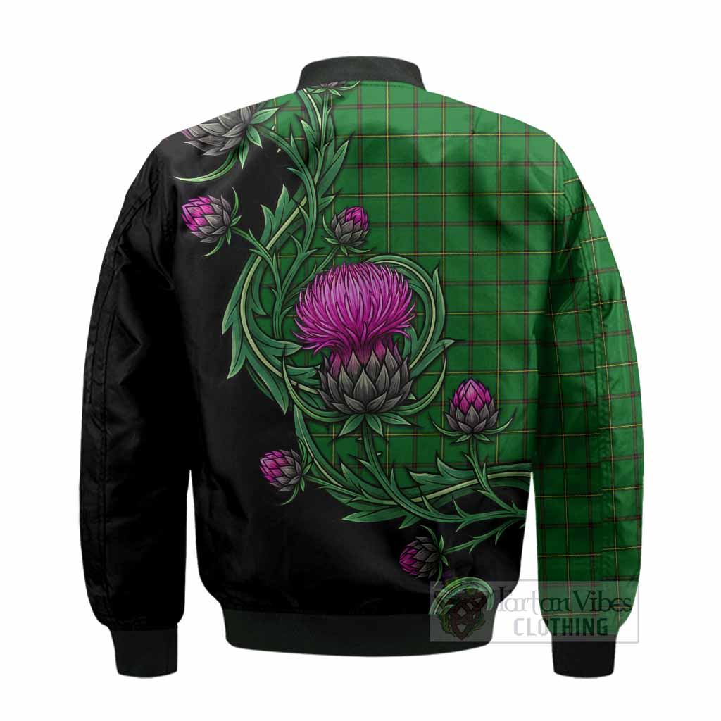 Don Tartan Bomber Jacket Resilient Scottish Thistle - Tartan Vibes Clothing