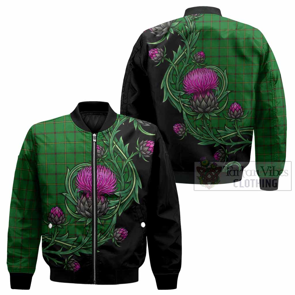 Don Tartan Bomber Jacket Resilient Scottish Thistle - Tartan Vibes Clothing