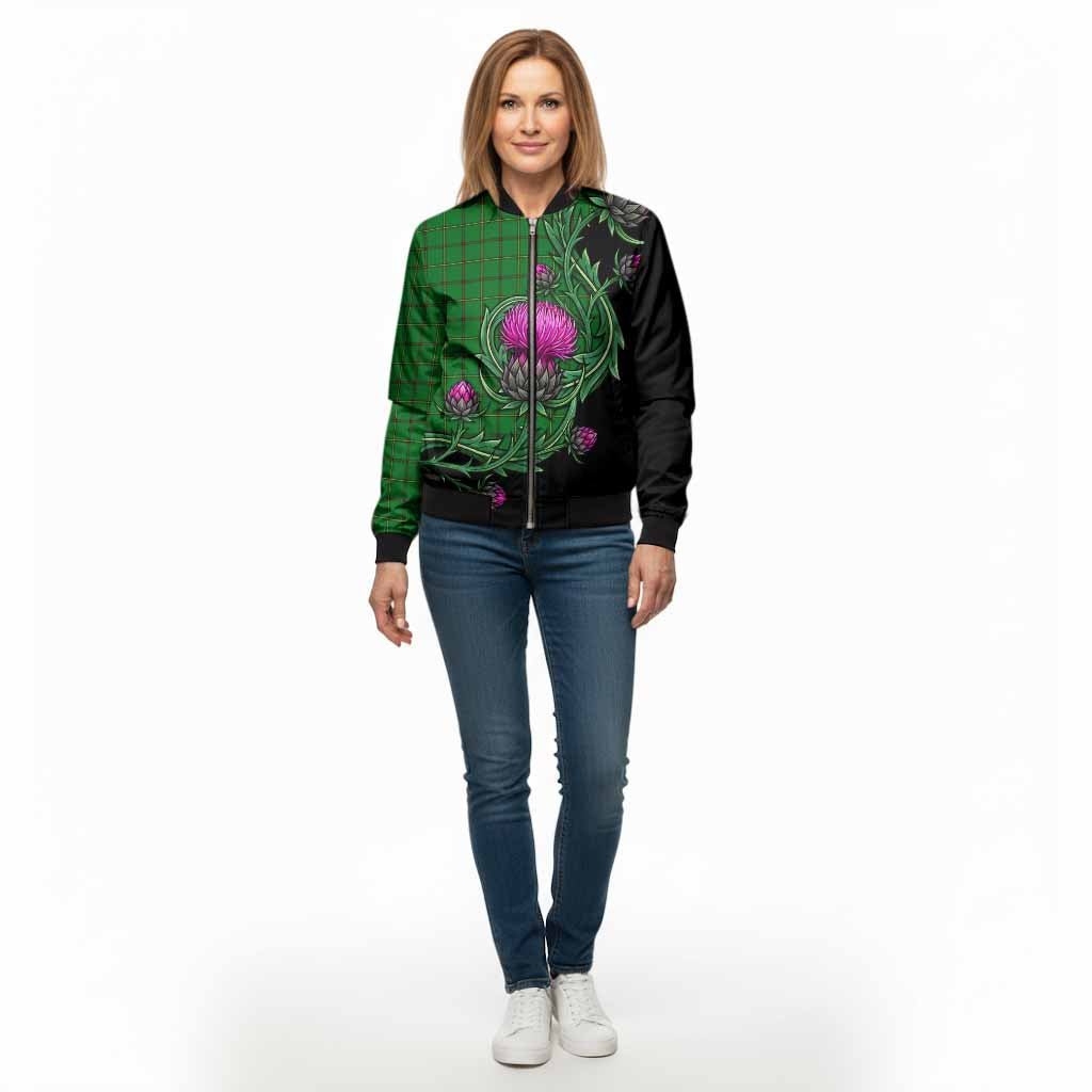 Don Tartan Bomber Jacket Resilient Scottish Thistle - Tartan Vibes Clothing