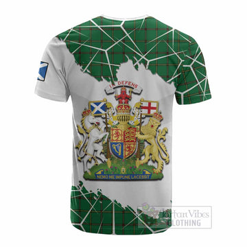 Don Tartan Cotton T-shirt with Family Crest and Lion Rampant Grunge Style