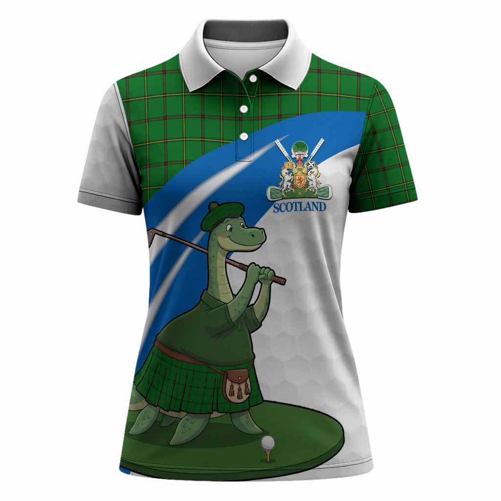 Don Tartan Crest Golf Nessie Women Polo Shirt Loch Ness Monster Sporty Style