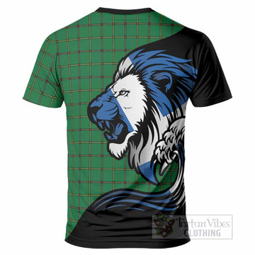 Don Tartan Crest T-Shirt Scottish Golden Lions Wave Flow