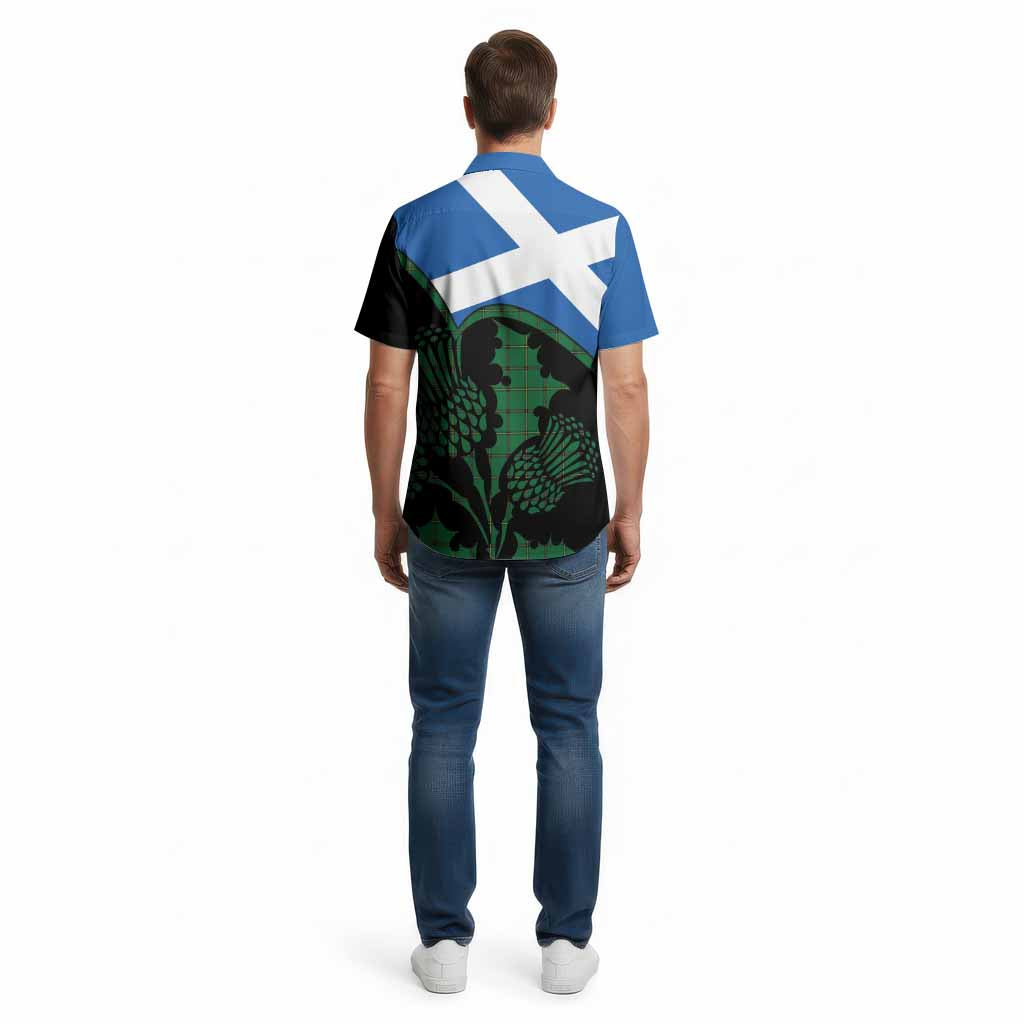 Don Tartan Family Crest Cotton Hawaiian Shirt Scotland Thistle Floral Flag Style