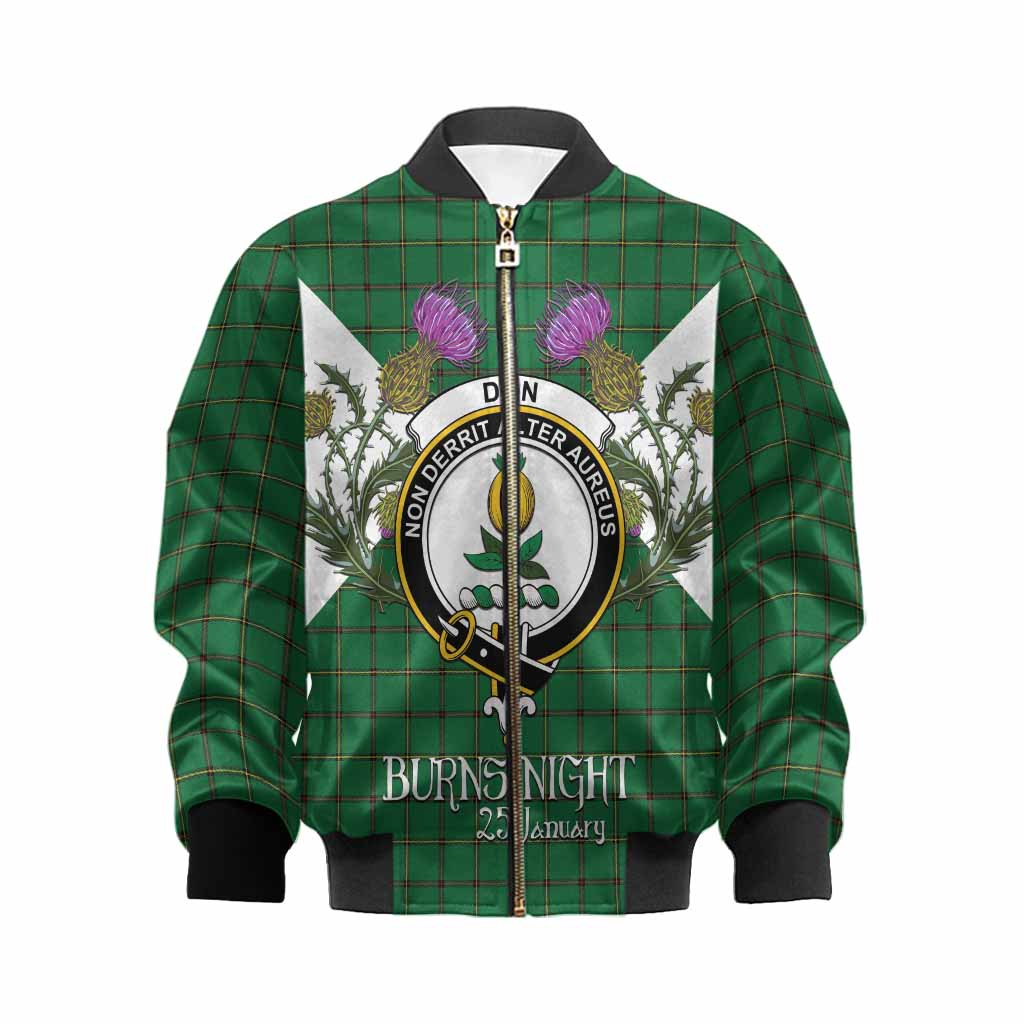 Don Tartan Family Crest Kid Bomber Jacket Scottish Burns Night Thistle Floral