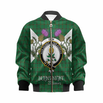 Don Tartan Family Crest Kid Bomber Jacket Scottish Burns Night Thistle Floral