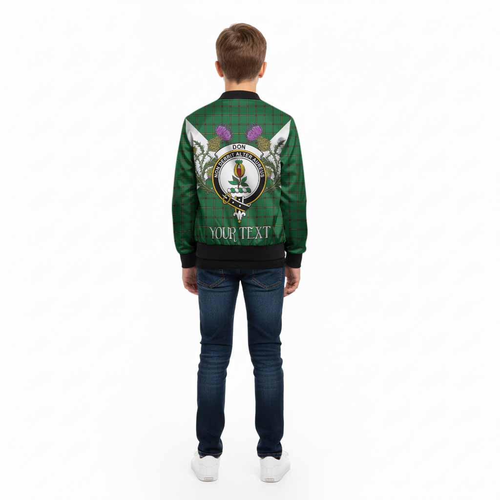Don Tartan Family Crest Kid Bomber Jacket Scottish Burns Night Thistle Floral