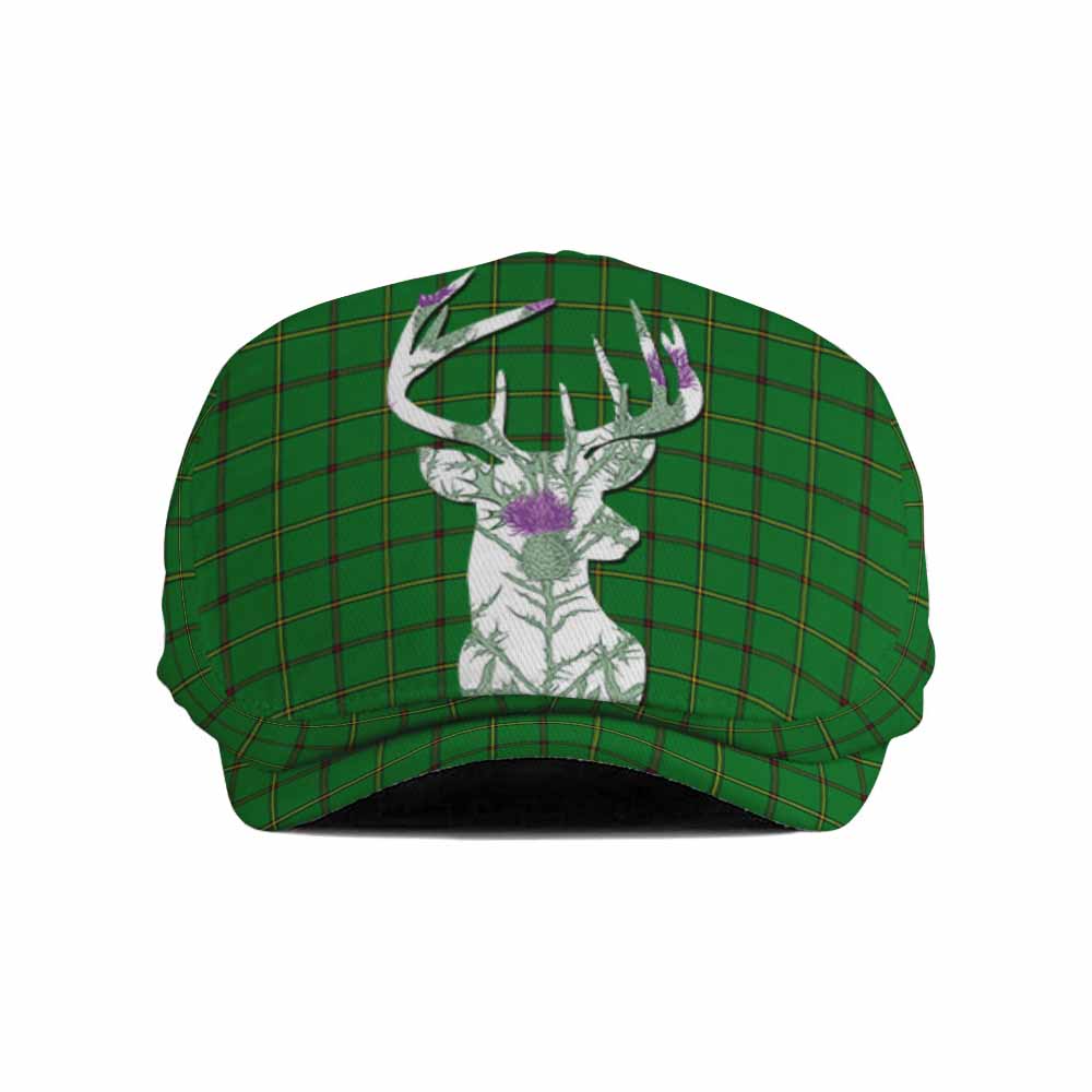 Don Tartan Flat Cap, Jeff Cap Scottish Stag Thistle Floral Art