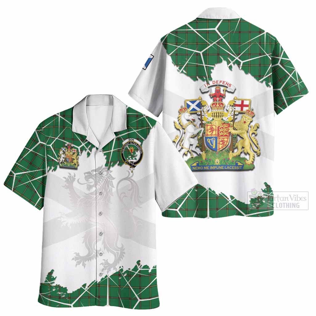 Don Tartan Hawaiian Shirt with Family Crest and Lion Rampant Grunge Style