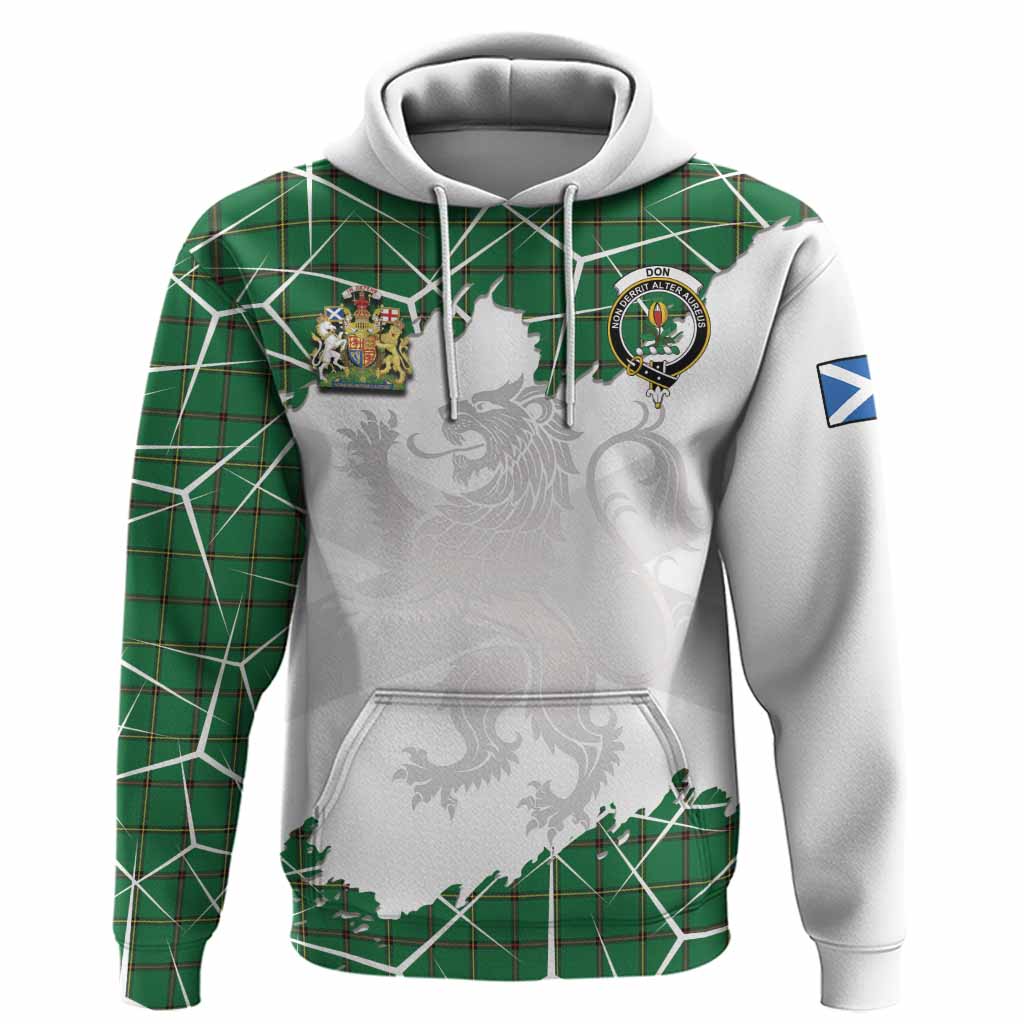 Don Tartan Hoodie with Family Crest and Lion Rampant Grunge Style