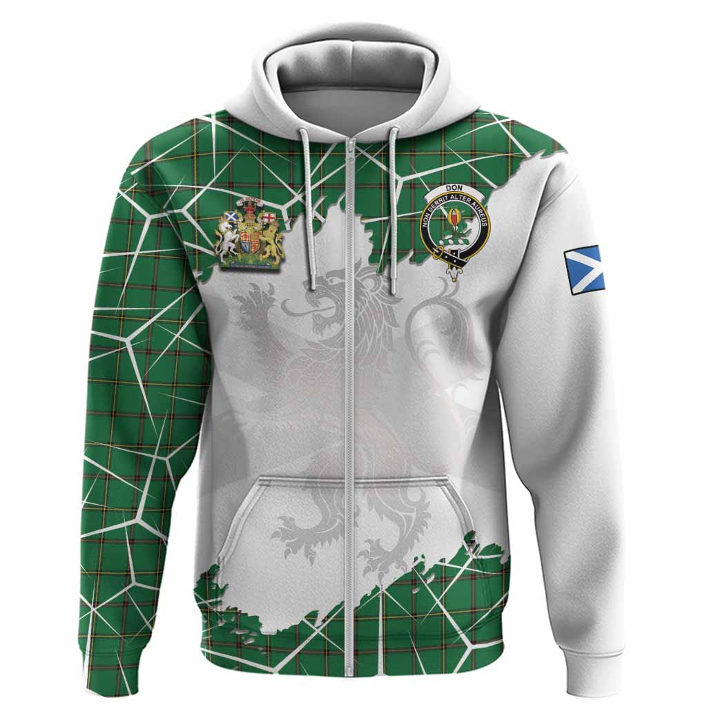 Don Tartan Hoodie with Family Crest and Lion Rampant Grunge Style