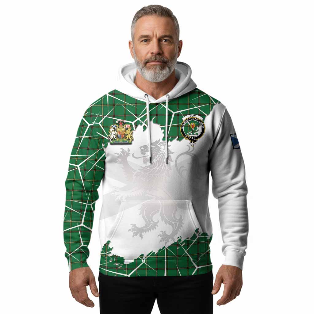 Don Tartan Hoodie with Family Crest and Lion Rampant Grunge Style
