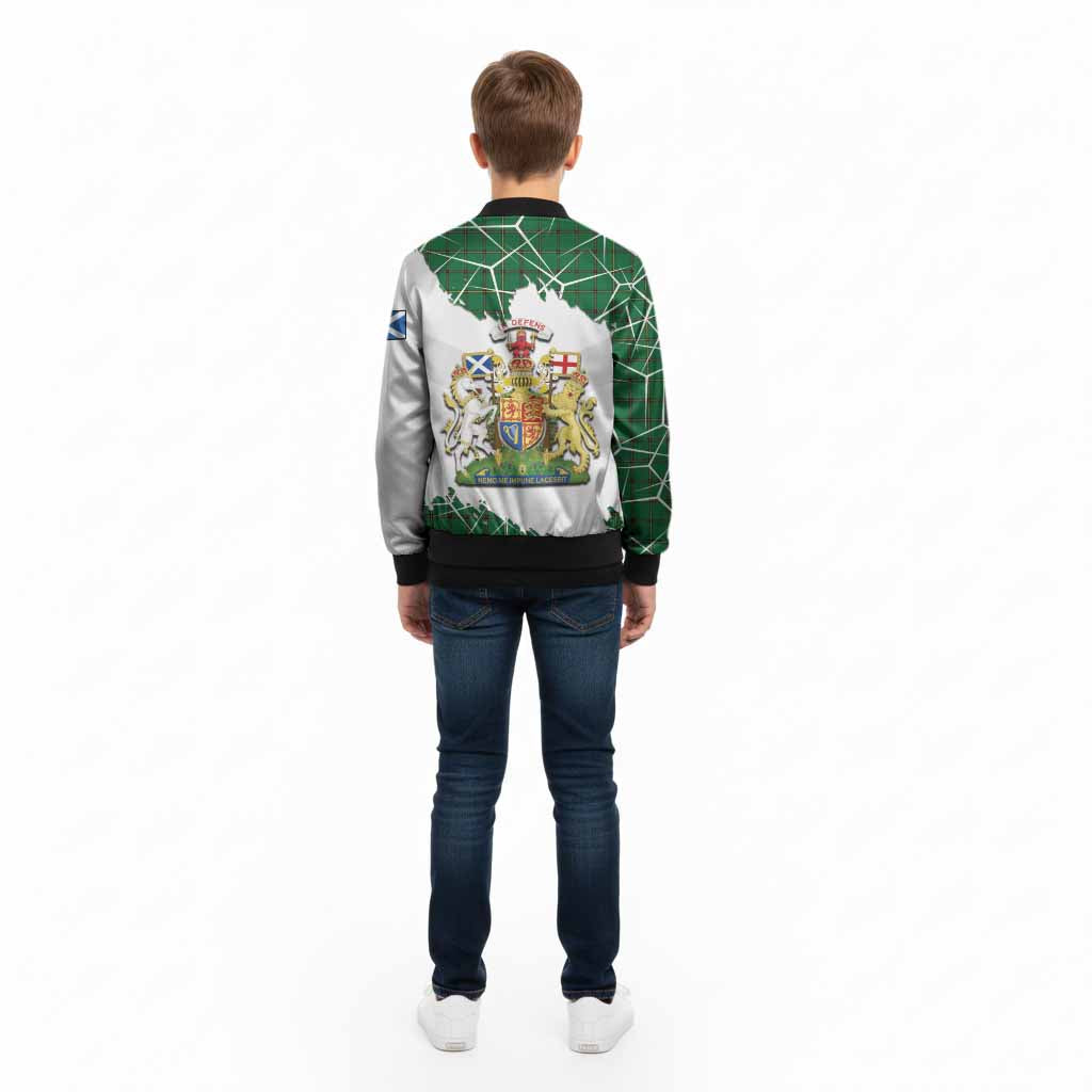 Don Tartan Kid Bomber Jacket with Family Crest and Lion Rampant Grunge Style