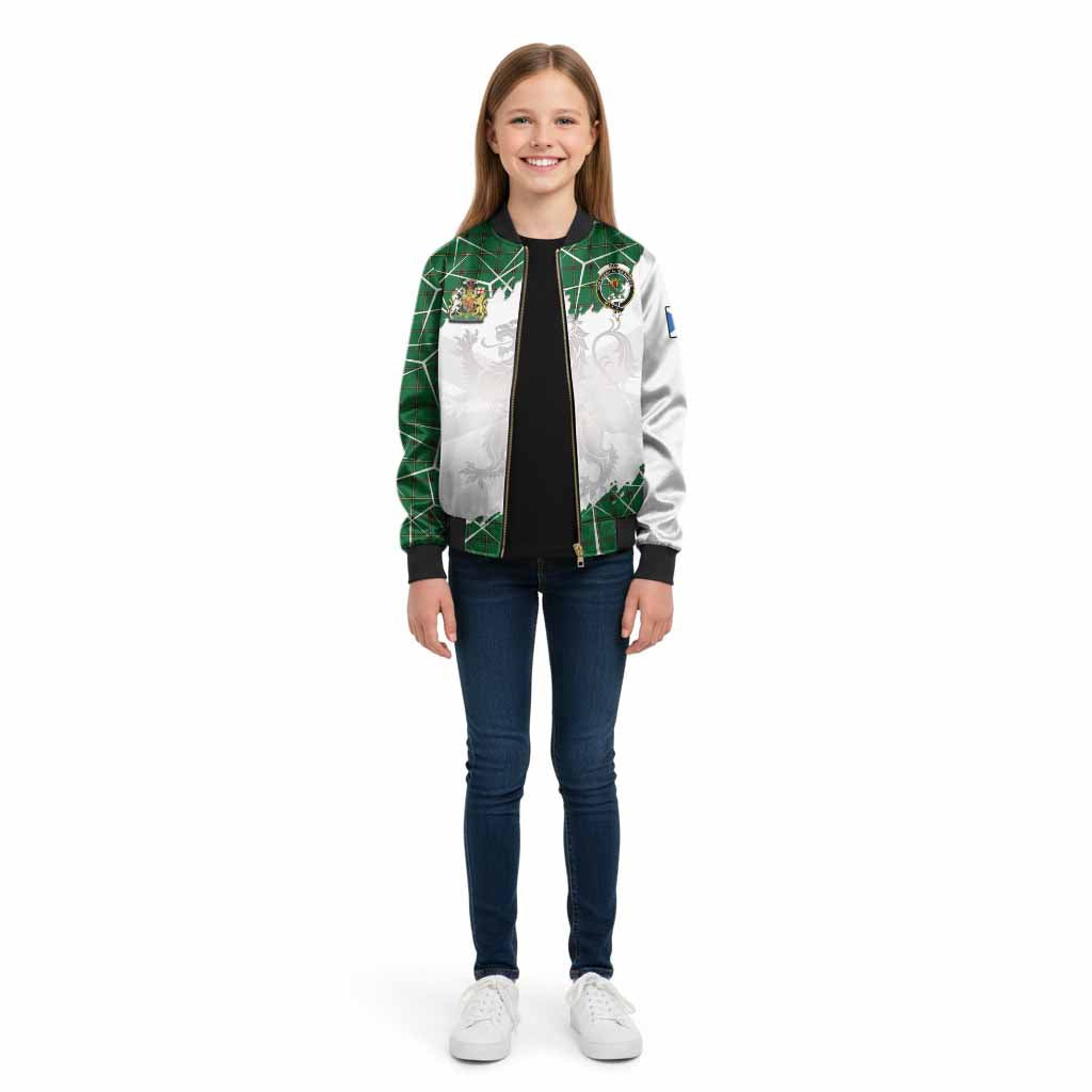 Don Tartan Kid Bomber Jacket with Family Crest and Lion Rampant Grunge Style