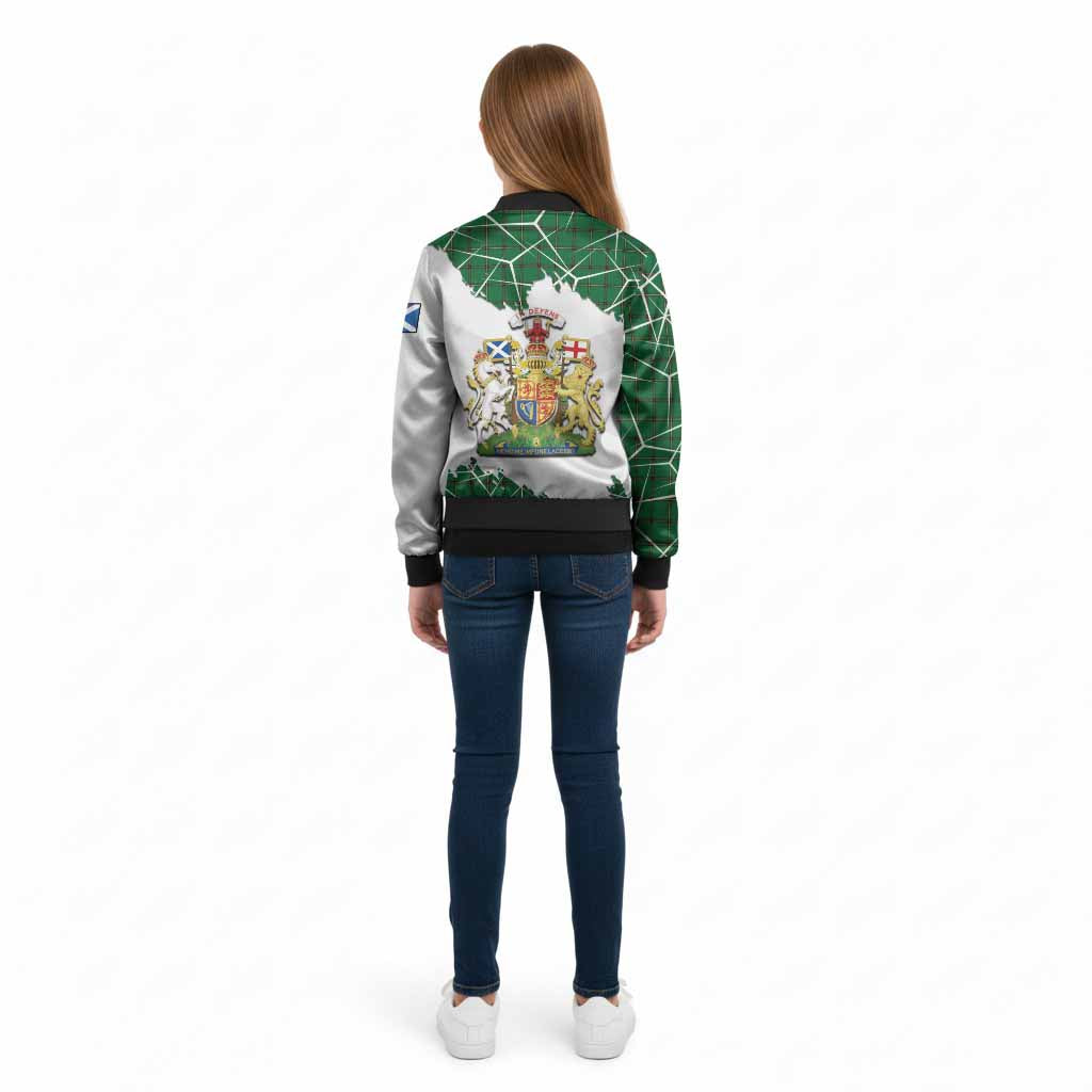 Don Tartan Kid Bomber Jacket with Family Crest and Lion Rampant Grunge Style