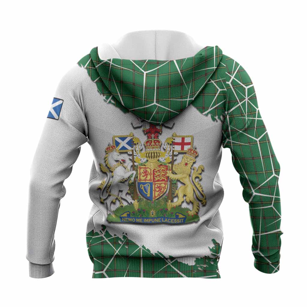 Don Tartan Knitted Hoodie with Family Crest and Lion Rampant Grunge Style