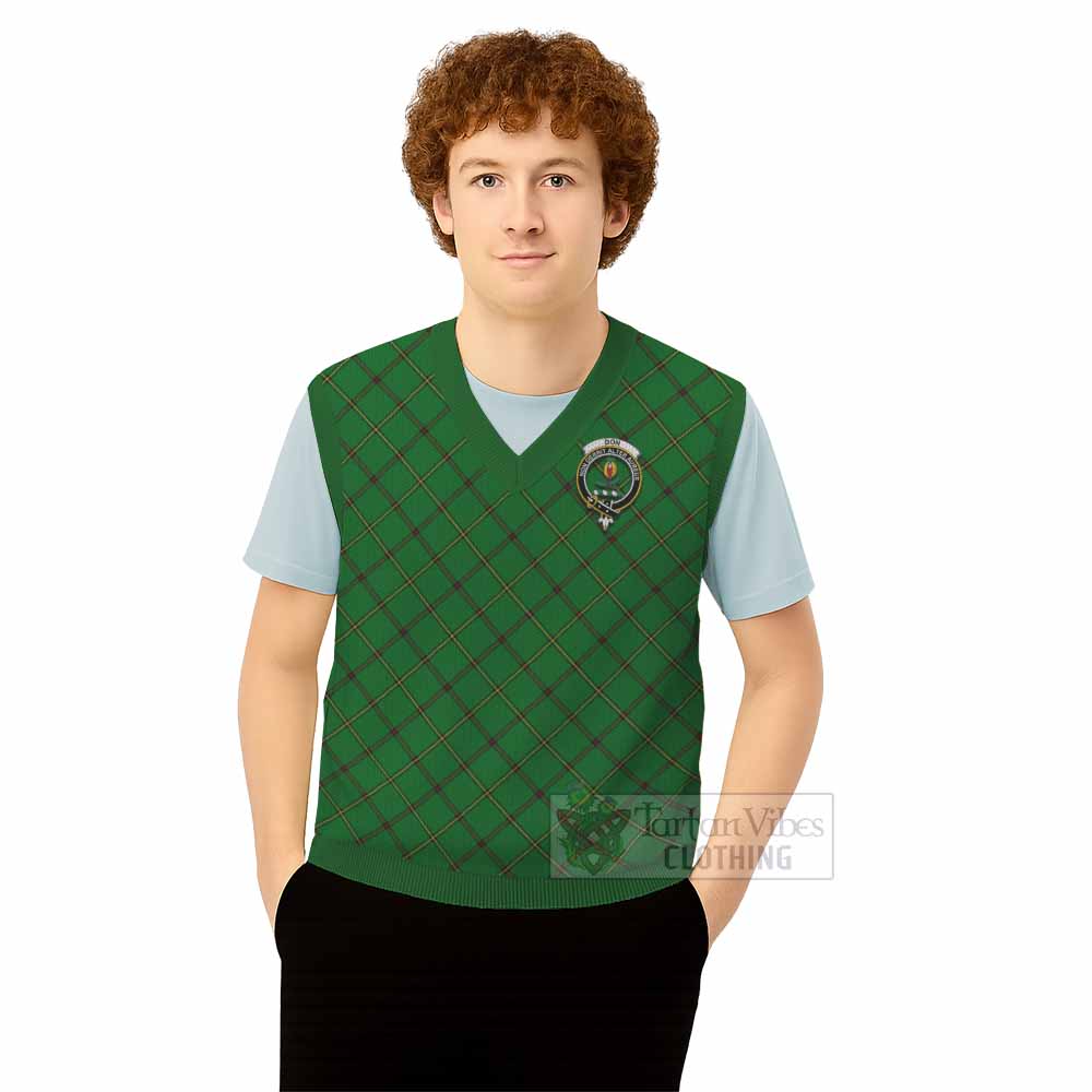 Don Tartan Knitted V-Neck Vest with Family Crest Cross Style