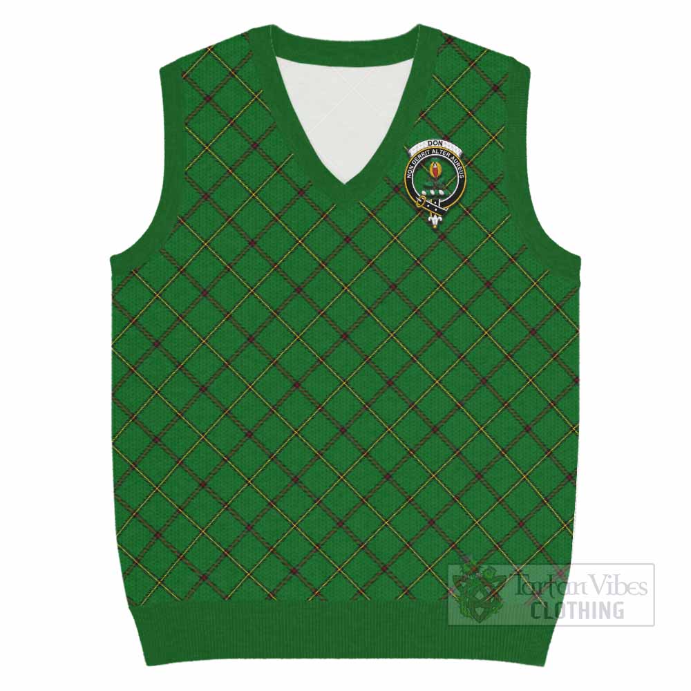 Don Tartan Knitted V-Neck Vest with Family Crest Cross Style