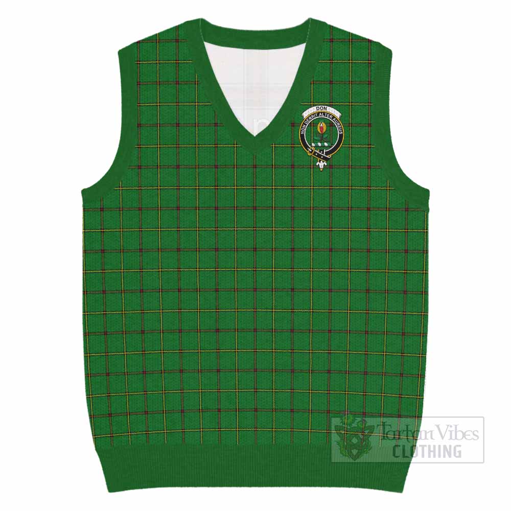 Don Tartan Knitted V-Neck Vest with Family Crest - Tartan Vibes Clothing