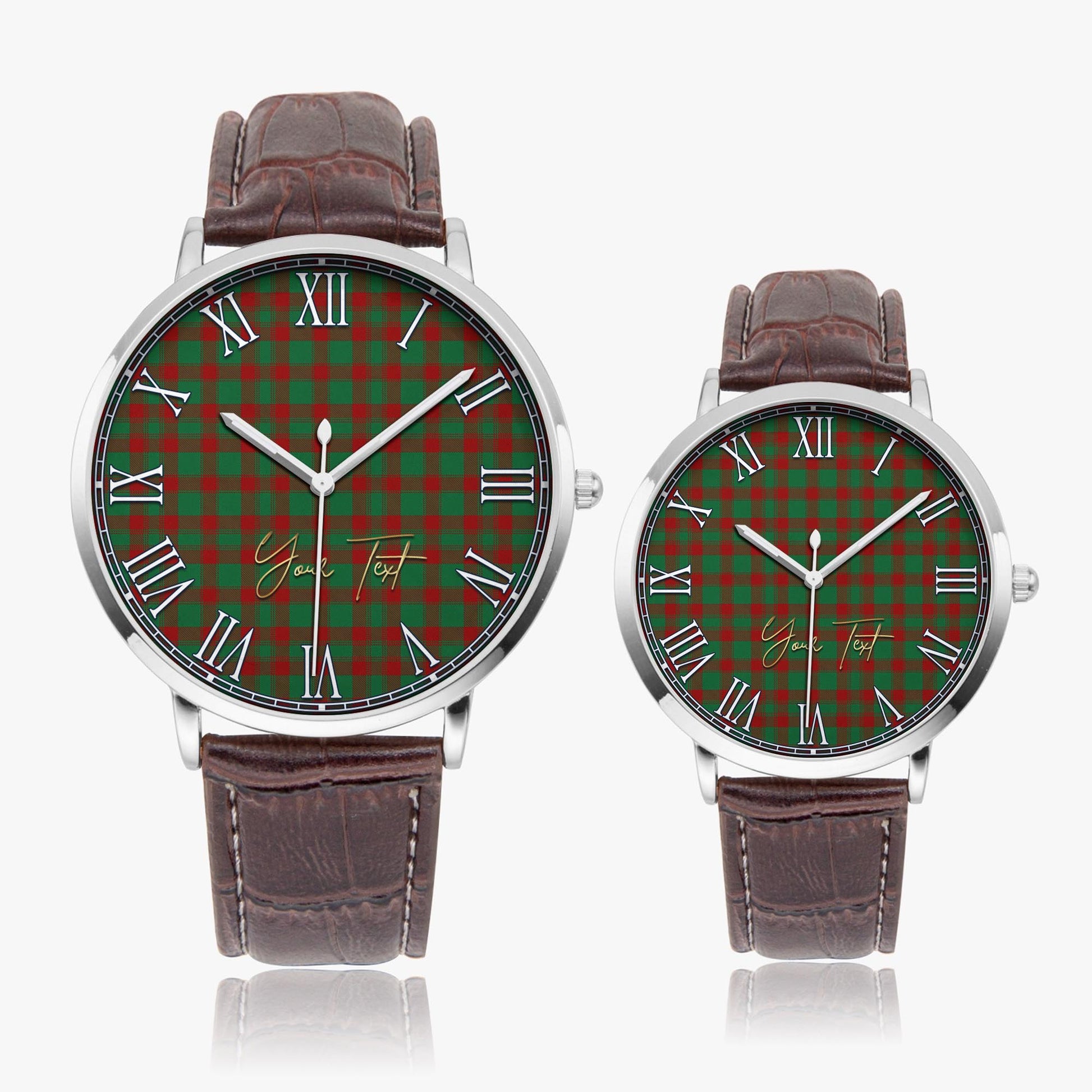 Donachie Tartan Personalized Your Text Leather Trap Quartz Watch - Tartan Vibes Clothing