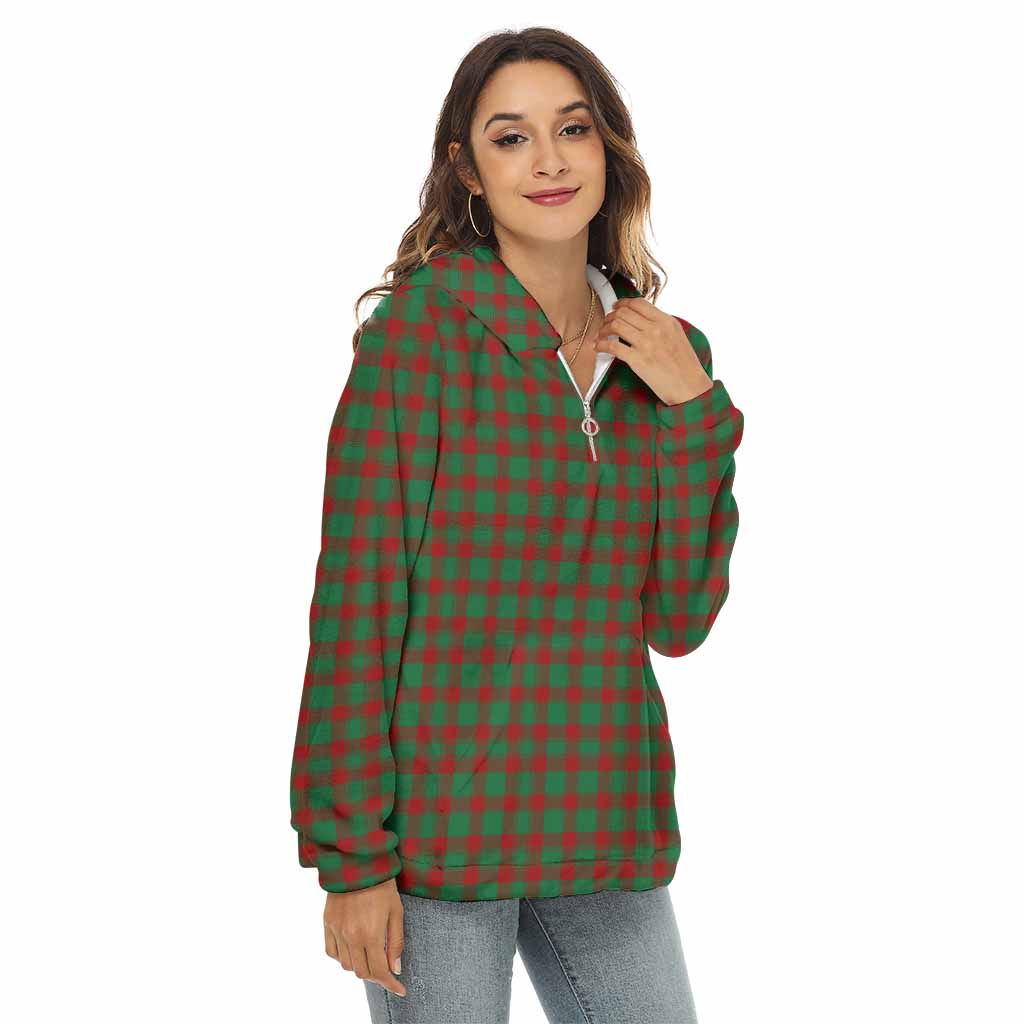 Donachie Tartan Women's Borg Fleece Hoodie with Half Zip Female - Tartan Vibes Clothing
