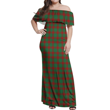 Donachie Tartan Off Shoulder Long Dress Women's Dress - Tartan Vibes Clothing