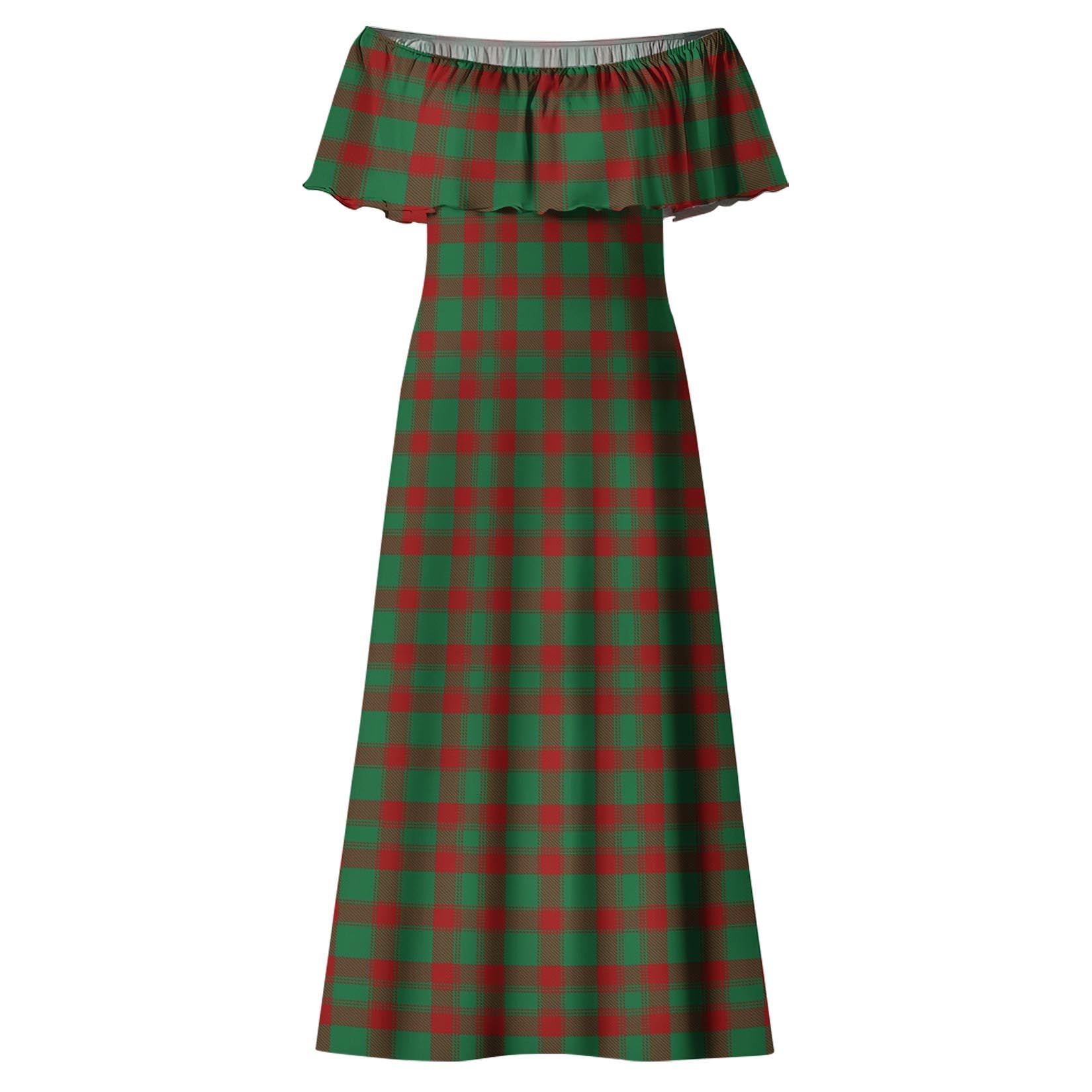 Donachie Tartan Off Shoulder Long Dress - Tartan Vibes Clothing