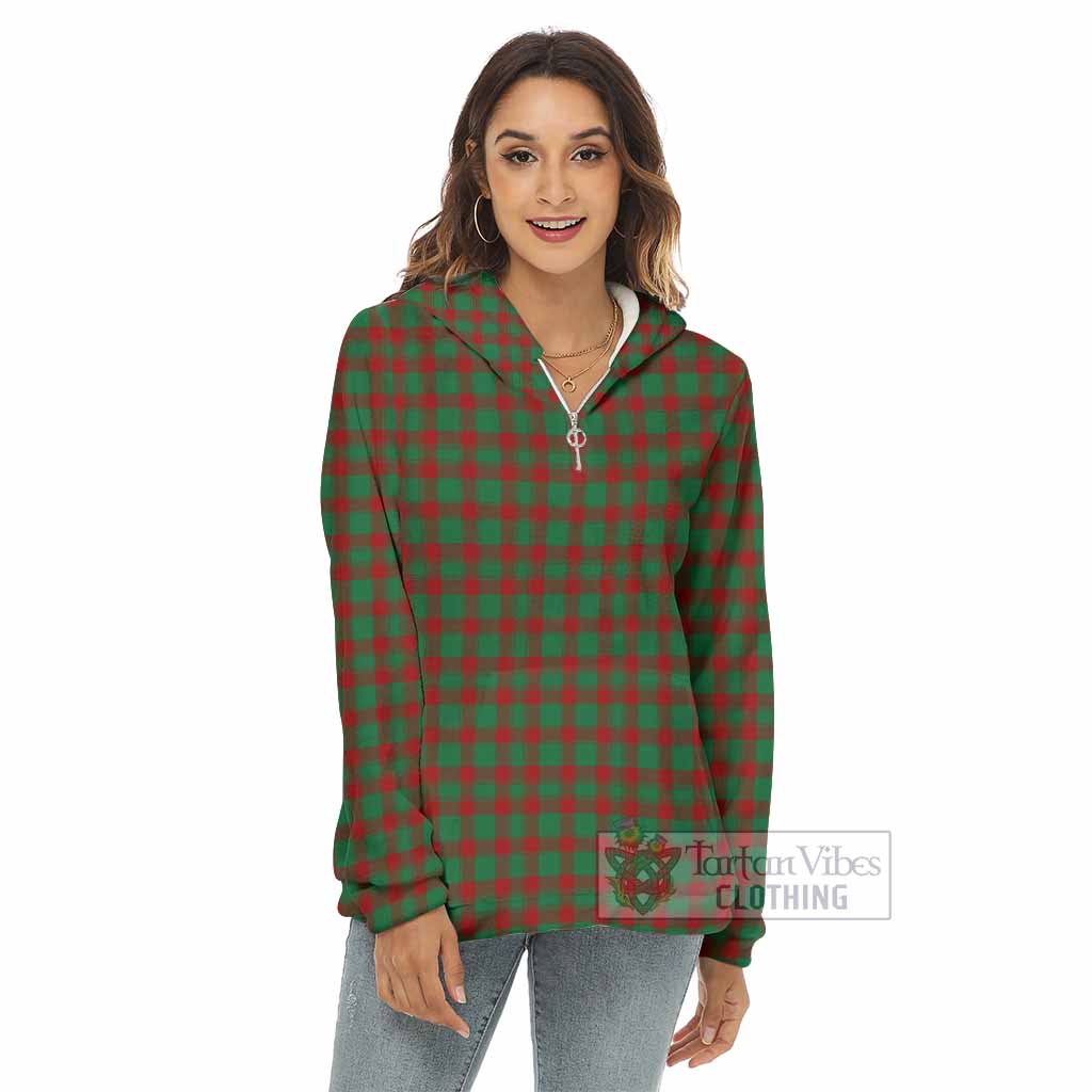Donachie Tartan Women's Borg Fleece Hoodie with Half Zip - Tartan Vibes Clothing