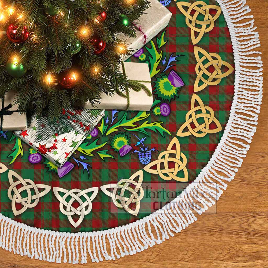 Tartan Vibes Clothing Donachie Tartan Christmas Tree Skirt with Thistle Celtic Knot Style