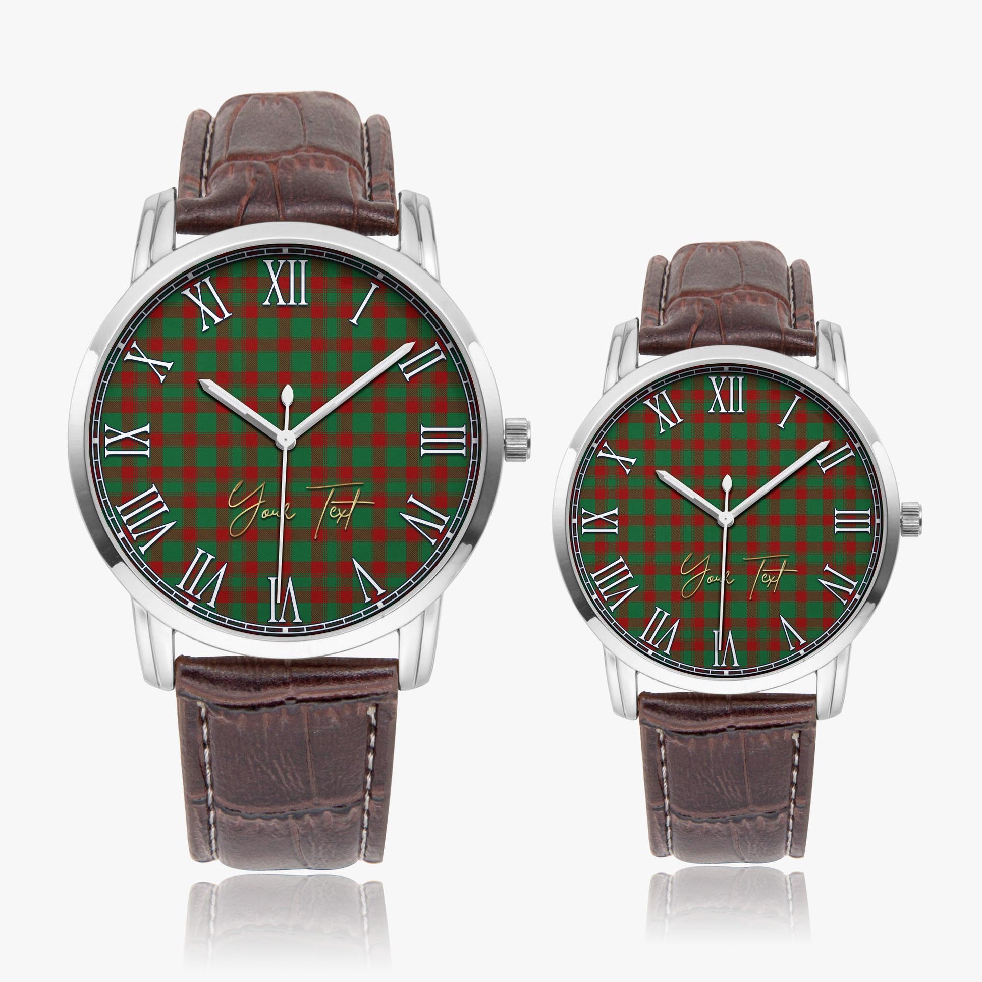 Donachie Tartan Personalized Your Text Leather Trap Quartz Watch - Tartan Vibes Clothing