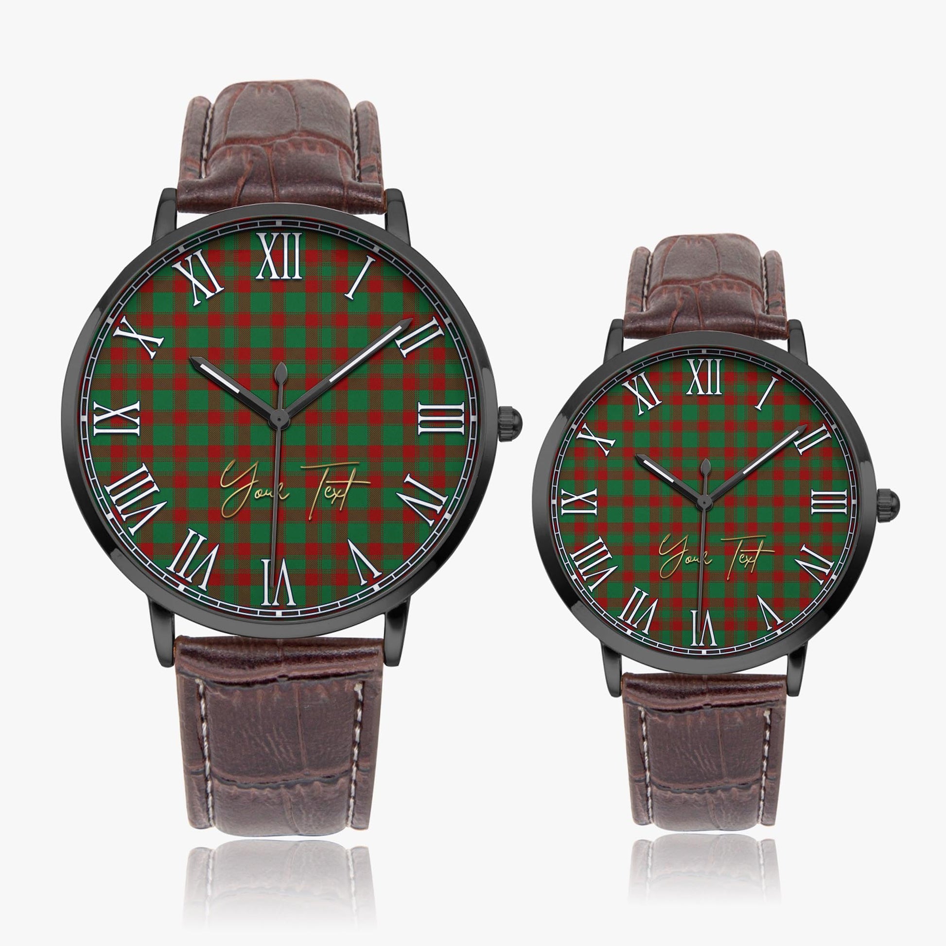 Donachie Tartan Personalized Your Text Leather Trap Quartz Watch - Tartan Vibes Clothing