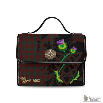 Donachie of Brockloch Tartan Waterproof Canvas Bag with Scotland Map and Thistle Celtic Accents