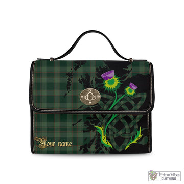 Donachie of Brockloch Hunting Tartan Waterproof Canvas Bag with Scotland Map and Thistle Celtic Accents