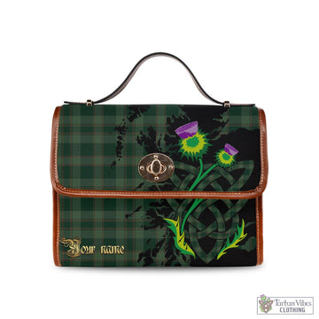Donachie of Brockloch Hunting Tartan Waterproof Canvas Bag with Scotland Map and Thistle Celtic Accents