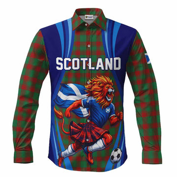 Donachie Scotland Football Tartan Long Sleeve Button Shirts Lion Mascot Go Scottish Men's Shirt S - Tartan Vibes Clothing