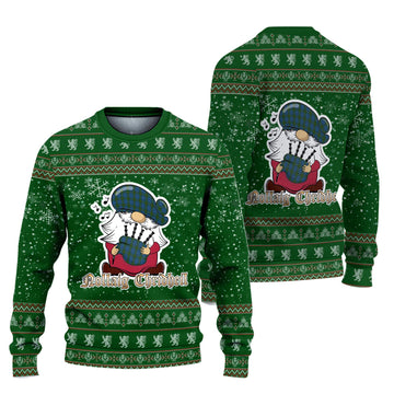 Donegal County Ireland Clan Christmas Family Knitted Sweater with Funny Gnome Playing Bagpipes