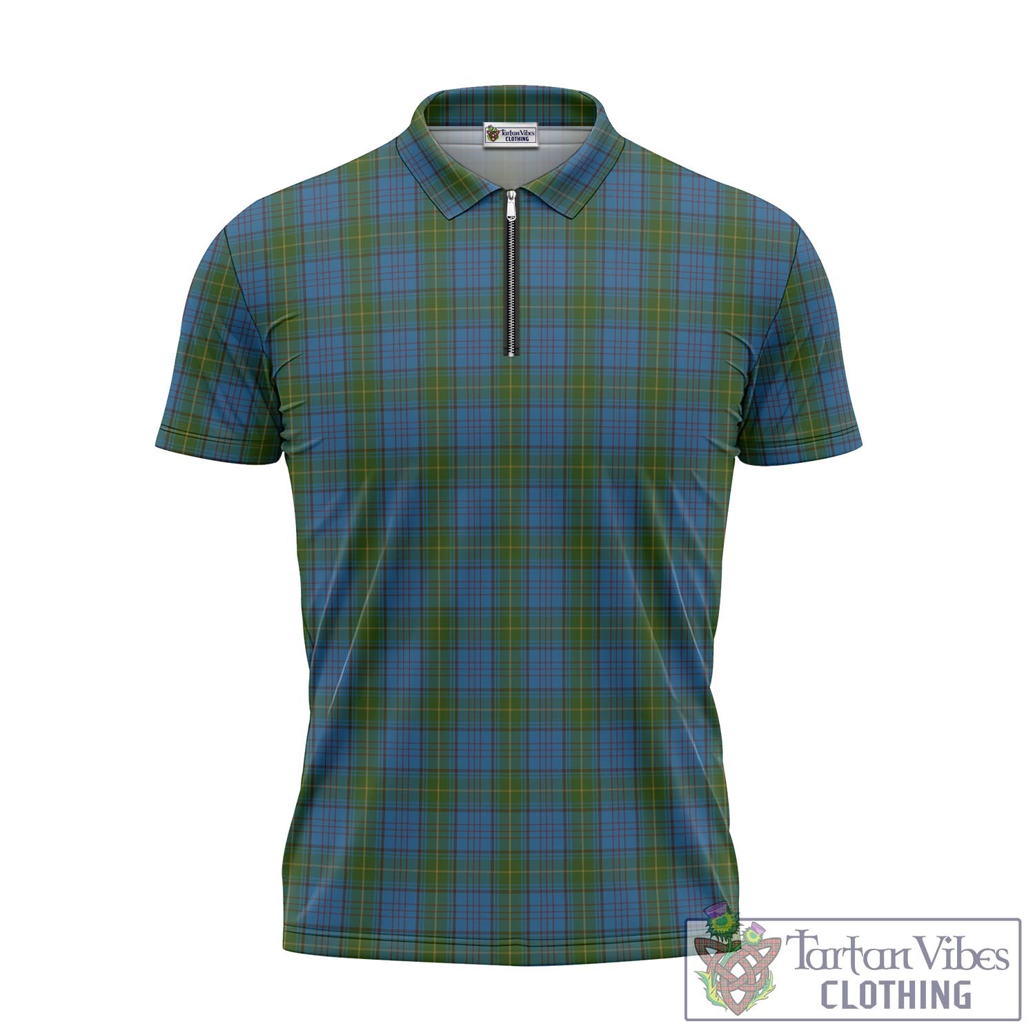 Tartan Vibes Clothing Donegal County Ireland Tartan Zipper Polo Shirt