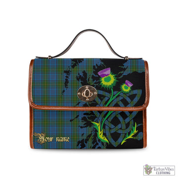 Donegal County Ireland Tartan Waterproof Canvas Bag with Scotland Map and Thistle Celtic Accents