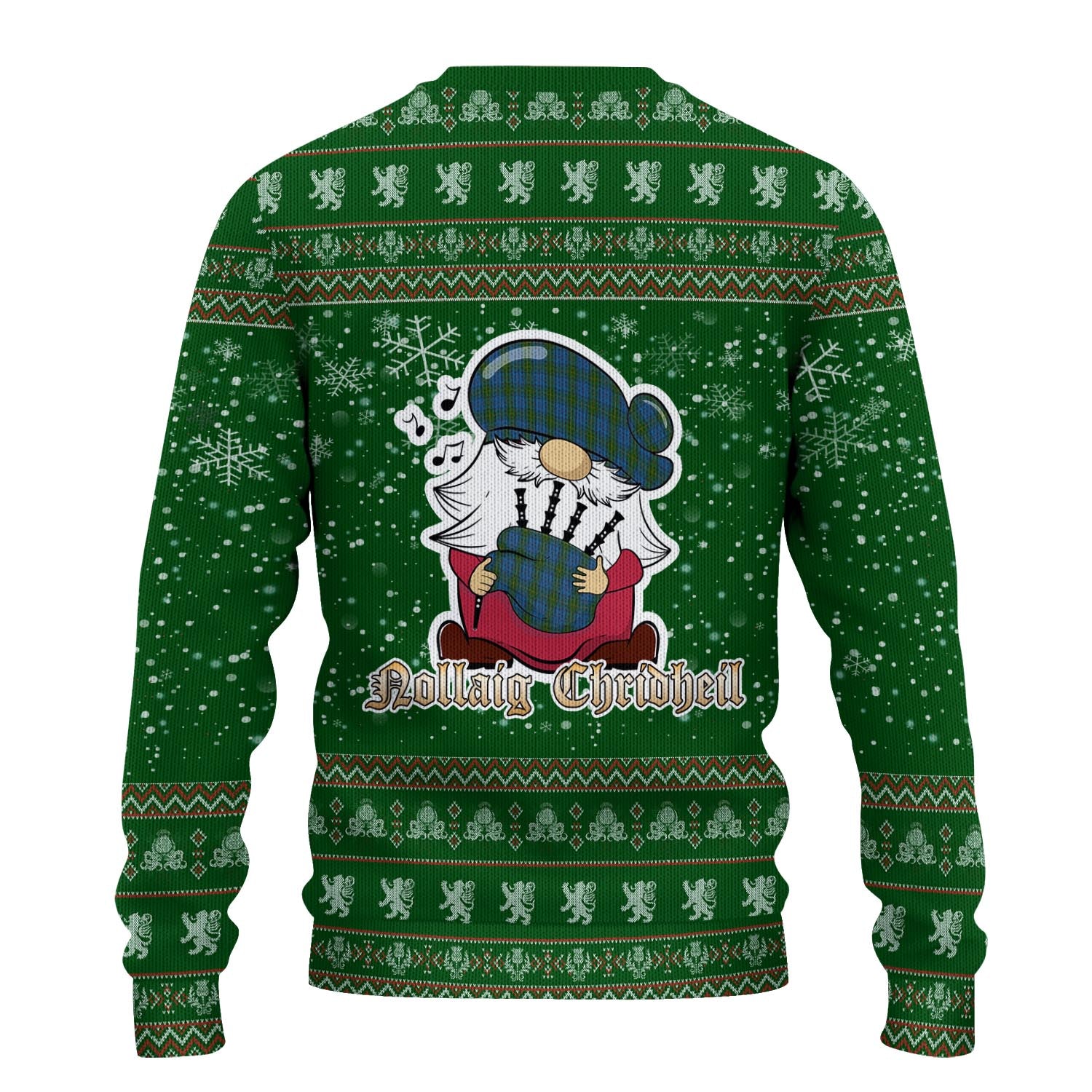 Donegal County Ireland Clan Christmas Family Knitted Sweater with Funny Gnome Playing Bagpipes - Tartanvibesclothing