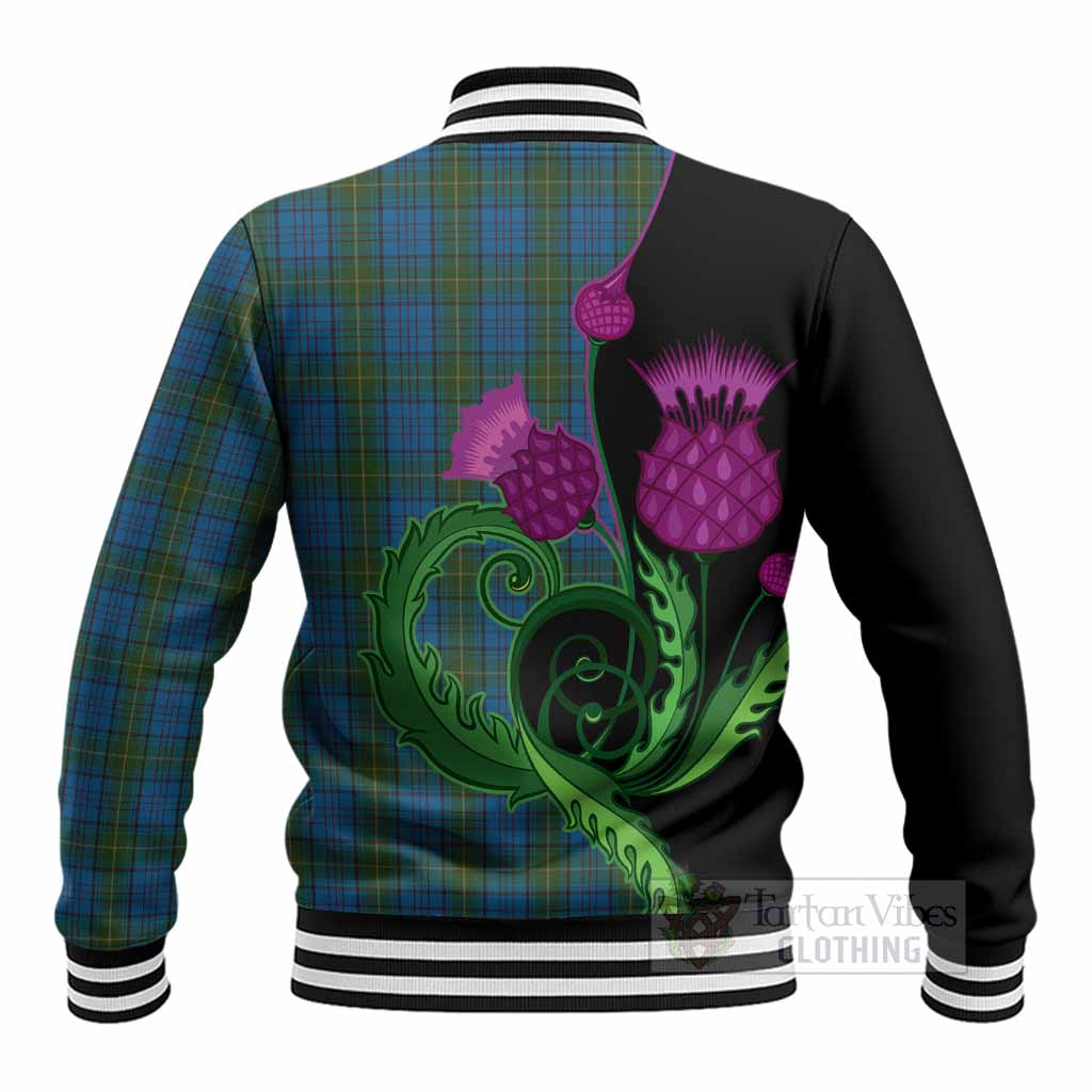 Donegal County Ireland Tartan Baseball Jacket Traditional Scottish Thistle