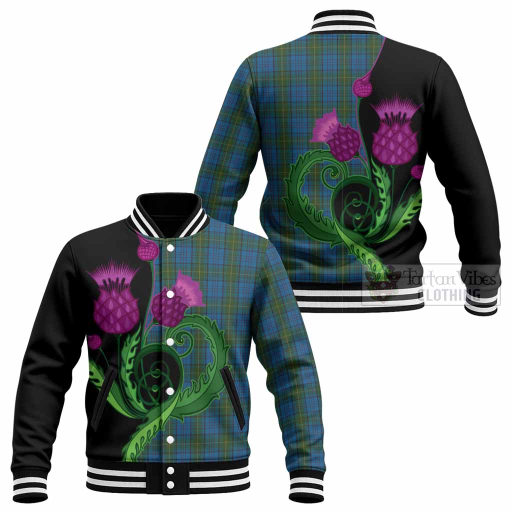 Donegal County Ireland Tartan Baseball Jacket Traditional Scottish Thistle