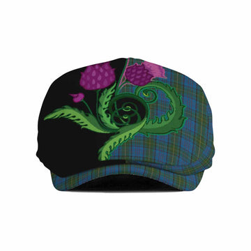 Donegal County Ireland Tartan Flat Cap, Jeff Cap Traditional Scottish Thistle