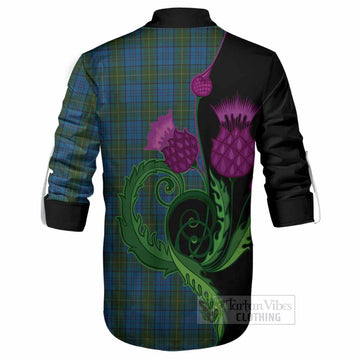 Donegal County Ireland Tartan Ghillie Shirt Traditional Scottish Thistle