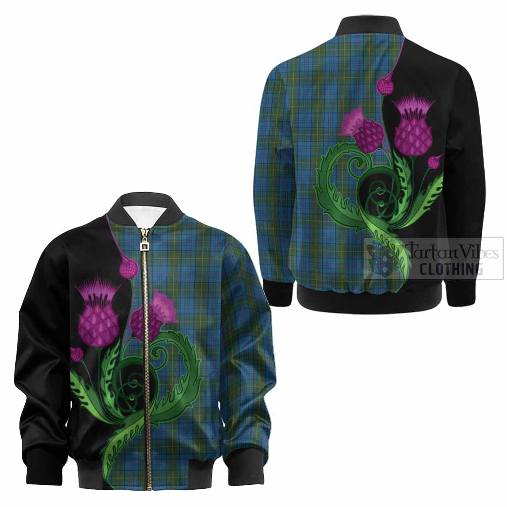 Donegal County Ireland Tartan Kid Bomber Jacket Traditional Scottish Thistle