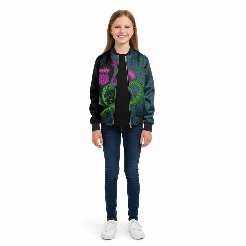 Donegal County Ireland Tartan Kid Bomber Jacket Traditional Scottish Thistle