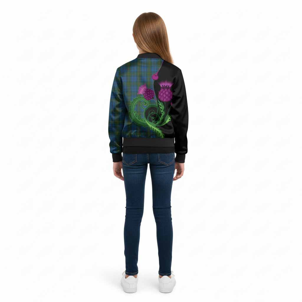 Donegal County Ireland Tartan Kid Bomber Jacket Traditional Scottish Thistle