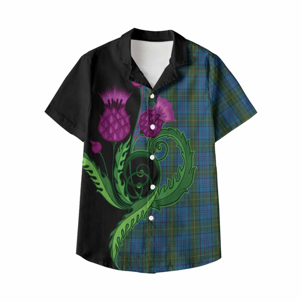 Donegal County Ireland Tartan Kid Hawaiian Shirt Traditional Scottish Thistle