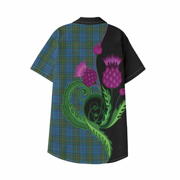 Donegal County Ireland Tartan Kid Hawaiian Shirt Traditional Scottish Thistle