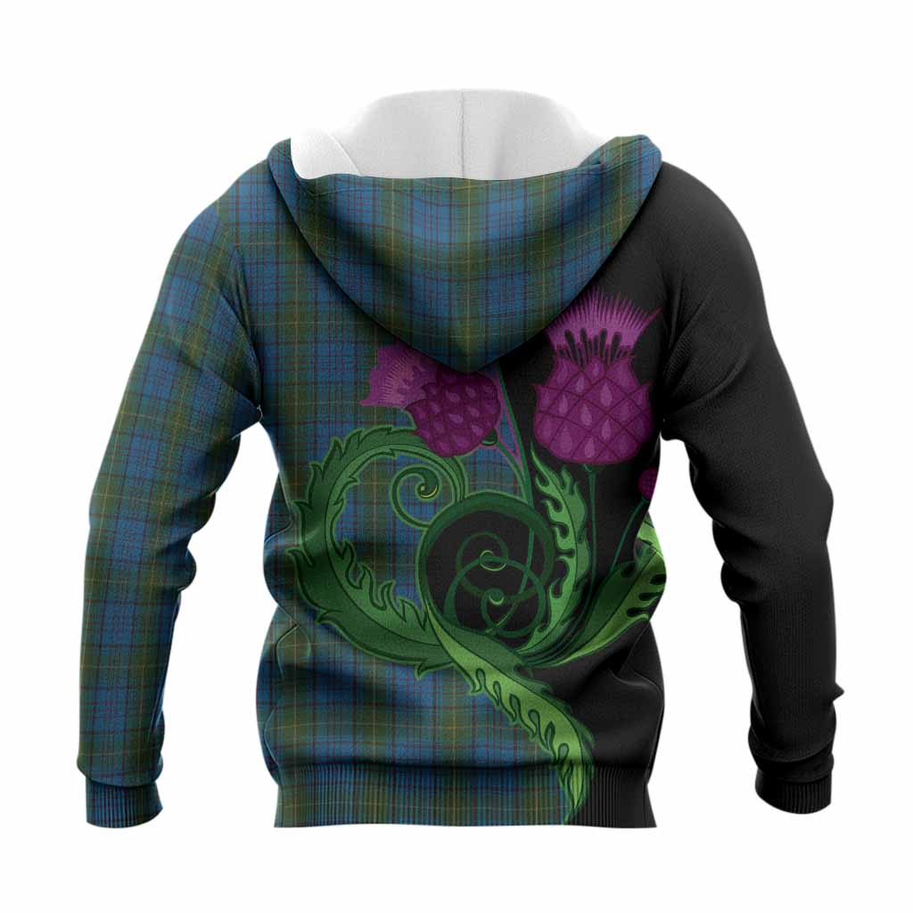 Donegal County Ireland Tartan Knitted Hoodie Traditional Scottish Thistle